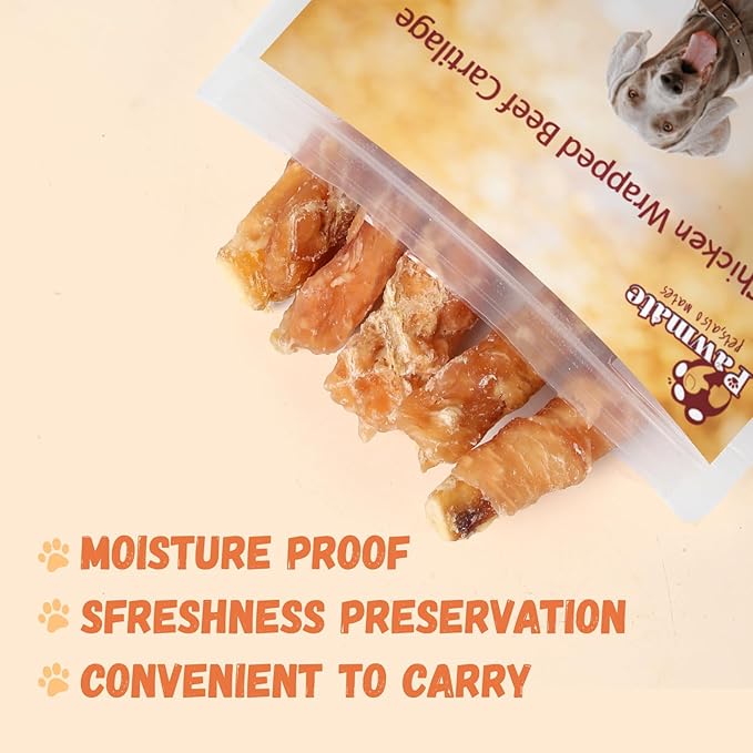 Natural Dog Treats, Chicken Wrapped Beef Cartilage Dog Treat Long-Lasting High Protein Training Treats for Small Medium Large Dogs 12 Counts