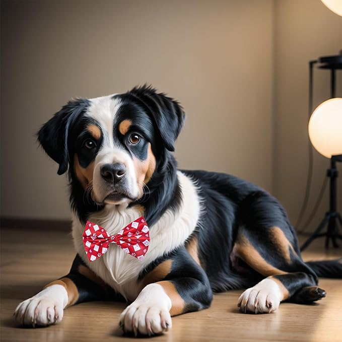 Paw Print Dog Bow Ties Bulk 30 Pcs Adjustable Dogs Bowties for Large Dogs Bow Ties Pet Party Grooming L