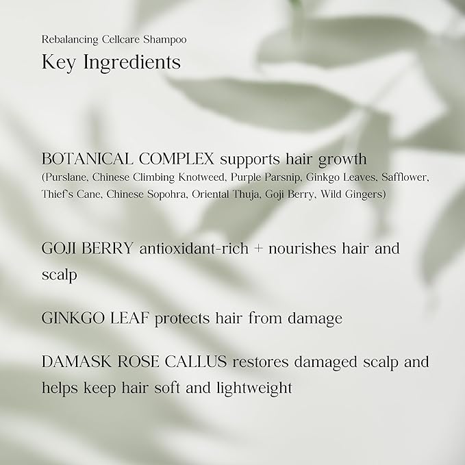 Rebalancing Botanic Cellcare Shampoo 500ml, 16.90 fl oz | Sulfate-Free, Paraben-Free and Color-Safe | pH Balancing