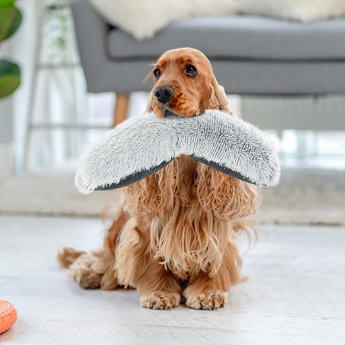 HOMBYS 25" Length Dog Pillows for Large and Medium Dogs, Soft Faux Fur Claming Dog Nek Pillow for Improving Anxiety Reduce, Machine Washable Pet Pillow for Cats, Plush Pet Toy (Light Grey, 25"x8"x4")