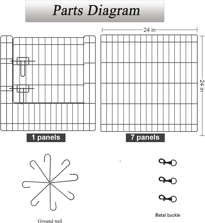 PEEKABOO Dog Pen Pet Playpen Dog Fence Indoor Foldable Metal Wire Exercise Puppy Play Yard Pet Enclosure Outdoor 8 Panels 24 Inch (Only Black playpen)
