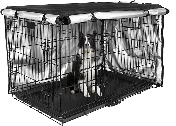 Dog Crate Cover 36 inch - Double Door, Dog Kennel Indoor, Waterproof Dog Kennel Cover with Air Vent Window, for Indoor/Outdoor Most Wire Dog Crate(Black)