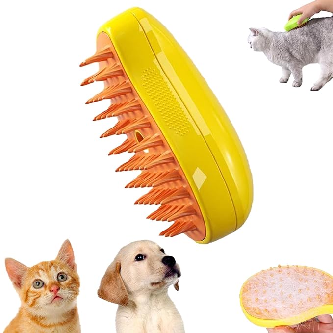 Cat Steam Brush,Cat Dog Pet Spray Massaging Comb One Button Spray, Flyaway Hair Prevention, Gentle on Skin, Massages and Cleanses. Enhance Inner Softness