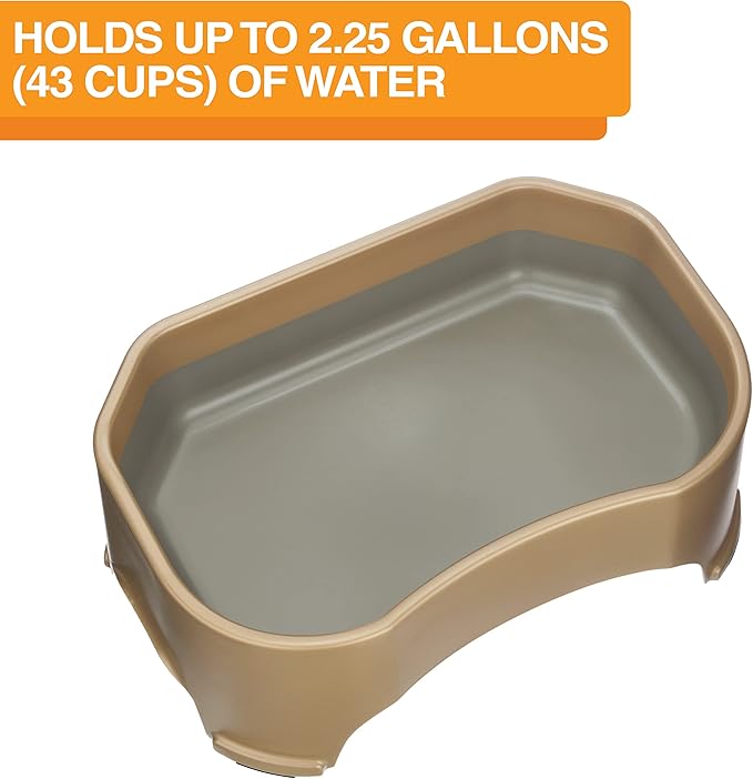 Neater Pet Brands Extra Large Water Bowl for Dogs, Outdoor Dog Water Bowl (2.25 Gallon Extra-Large Capacity), Big Trough Style Food Dish for Indoors or Outside, No Spill Large Dog Bowls, Champagne