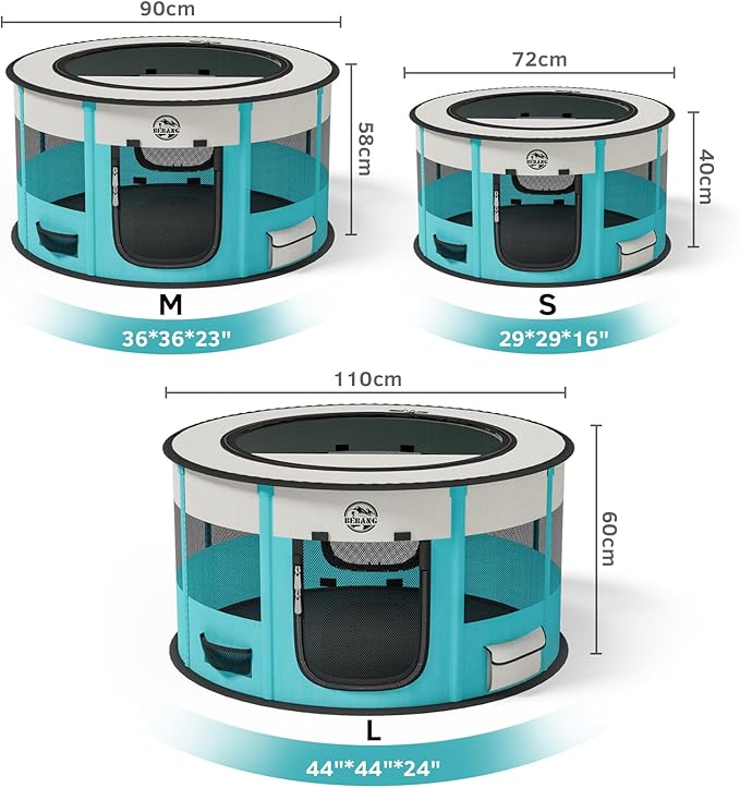 Dog Playpen Puppy Play Pen Indoors Pet Crate Small Dog Cage Portable Foldable Cat Kennel for Kitten Hamster Rabbit Bunny Guinea Pig with Collapsible Food Bowl Carrying Case
