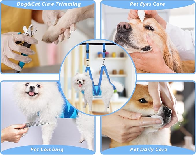 RHD Dog Grooming Hammock Harness for Small Dog and Cats, Dog Grooming Sling, Pet Grooming Hammock, Pet Grooming Supplies Kit with Nail Clippers, Nail File, Pet Comb