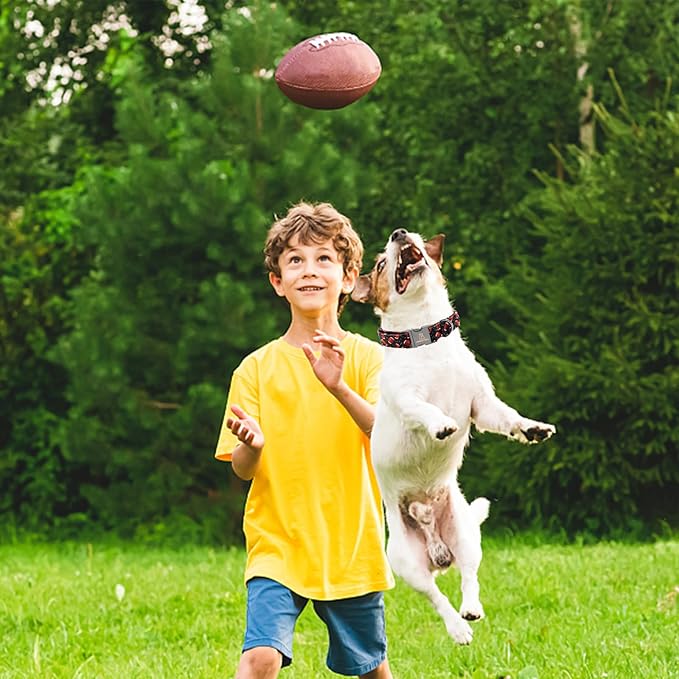 Lionheart glory Dog Collar Rugby Print Dogs Collar Boy Cute Collars Dog Soft Durable Adjustable Comfortable Handmade Dog Collars for Large Dogs Pet Collar Gift