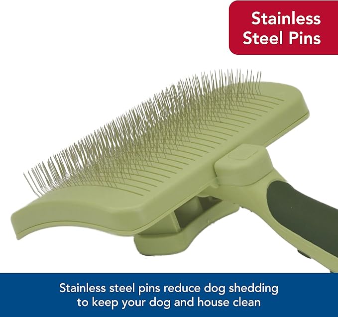 Coastal Pet Safari Dog Self-Cleaning Slicker Brush - Dog Deshedding Brush - Prevents Mats and Tangled Hair - For Dogs with Short or Long Hair - Large - 8" x 4.5"