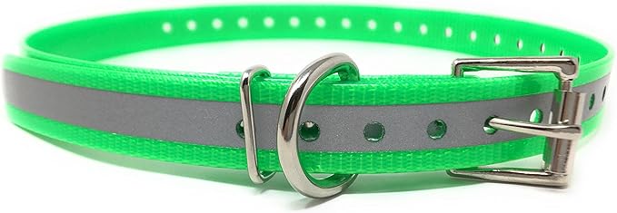 Replacement Strap for Dogtra Collars - 3/4" Wide Ultra-Durable Dog E-Collar Replacement for Training, Bark, Shock, Electric, and GPS Collars - 28" Adjustable Length Reflective Green
