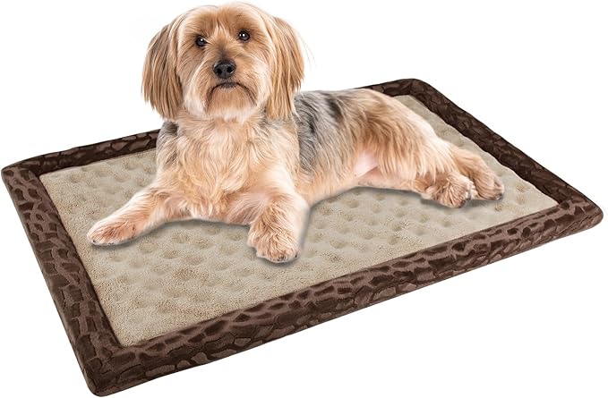 Dog Crate Pad 24x17 inch Memory Foam Dog Bed Mat for Small Dog Cat Washable Puppy Sleeping Bed Anti Slip,Brown