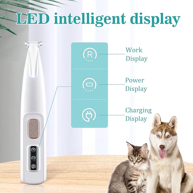 Dog Paw Trimmer,Paw Trimmer for Dogs,Upgraded 18mm-Blade Electric Dog Clippers for Groomming with Led Display,Rechargeable Hair Shaver for Paws, Ears, Face, Rump and Eyes