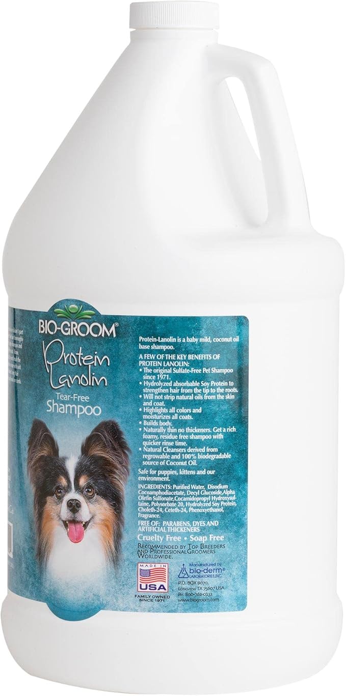 Bio-Groom Protein Lanolin Dog Shampoo - Tear-Free Pet Shampoo, Dog Bathing Supplies, Puppy Wash, Cat & Dog Grooming Supplies, Cruelty-Free, Made in USA, Tearless Dog Products - 1 Gallon