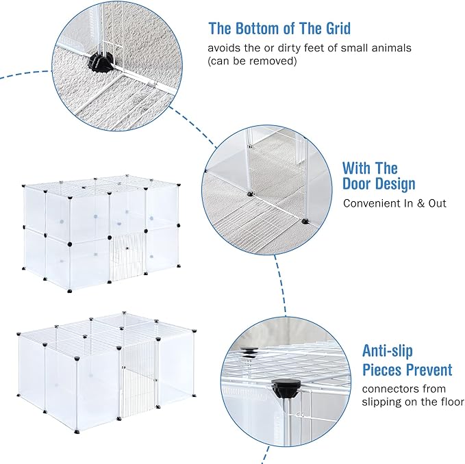BRIAN & DANY Pet Plastic Playpen, Play Pen Indoor for Kitten, Hamster, Rabbit, Guinea Pig, Clear Enclosure Fence, 17.7 X 13.7 inches, 18 Panels