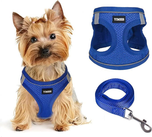 Dog Harness for Small Dogs, Small Dog Harness and Leash Set, Honeycomb Grid, Reflective Lightweight Harness & Anti-Twist Pet Lead,Dog Harness(Multi Color, Size: XS-S-M) (S, Sapphire Blue)
