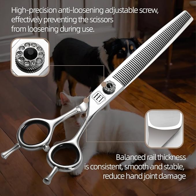 Dog Grooming Scissors: 7.5 inch Pet Blender Shears Made Of Japanese 440C Advanced Stainless Steel Professional Grooming Scissors for Dogs Cats and Other Pets
