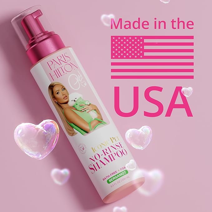 Paris Hilton Pet Iconic Bergamot Scent No-Rinse Dog Shampoo, Waterless Dog Wash, Hypoallergenic, 280ml – Quick Clean for Dogs, Easy Grooming, No Rinse Needed