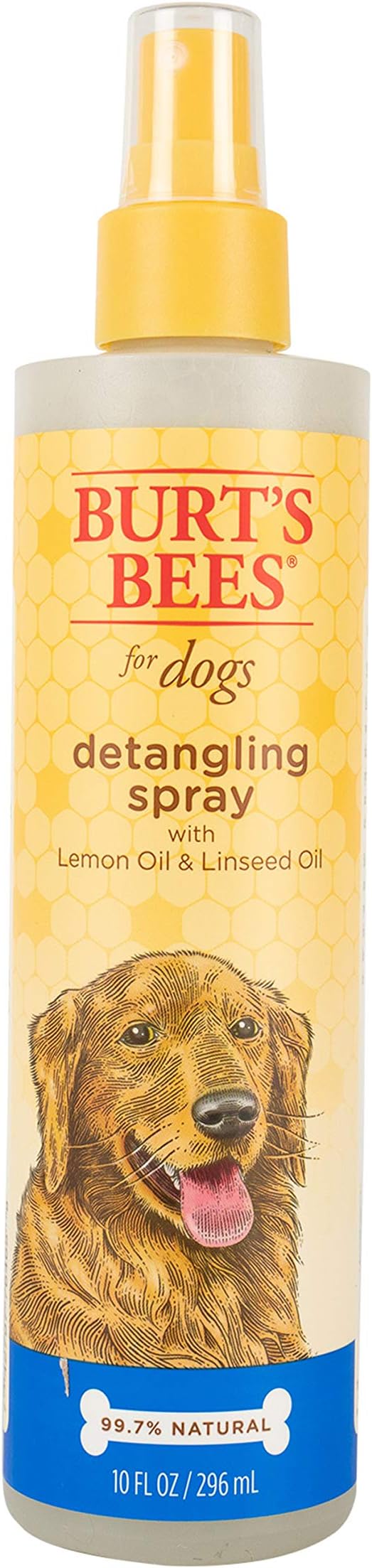Burt's Bees for Pets Detangling Spray for Dogs with Lemon Oil and Linseed Oil, 99.7% Natural Origin Formulas, Waterless Dog Shampoo - Gentle Dry Cleanser for Canines, 2pk, 10 oz