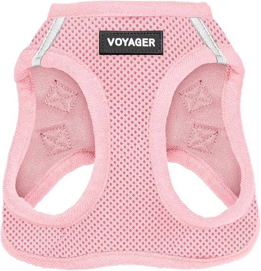 Voyager Step-in Air Dog Harness - All Weather Mesh, Reflective, No Pull Harness for Small, Medium Dogs, Cats - Secure with Hook & Loop Fastener, Buckle, Double D-Rings - Pink, XL