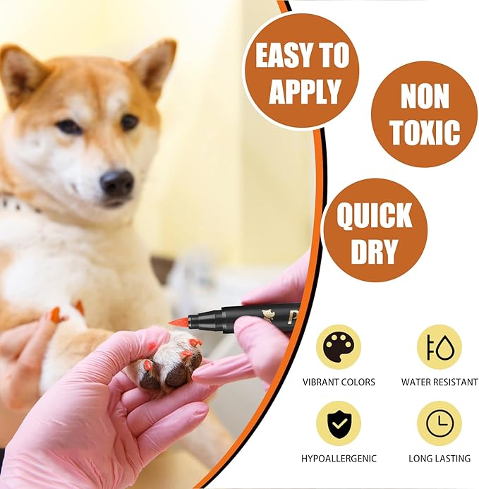 Dog Nail Polish Pens Quick Dry,12 Colors Pet Nail Polish Kit for Dogs,Cats or Birds,Dog Safe Nail Polish and Easy to Apply,Nail Polish Pens for Dogs, Christmas Dog Nail Polish,Ideal Gifts for Dog