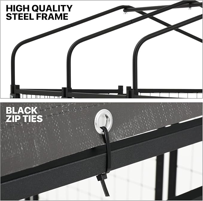 MoNiBloom Outdoor Dog Kennel Anti-Rust and Heavy-Duty Outdoor Dog Fence Dog Pen with Waterproof Cover and Lock for Large Dogs, 6.25ft High Expandable Dog Playpen House for Outside Yard, 14 Panels