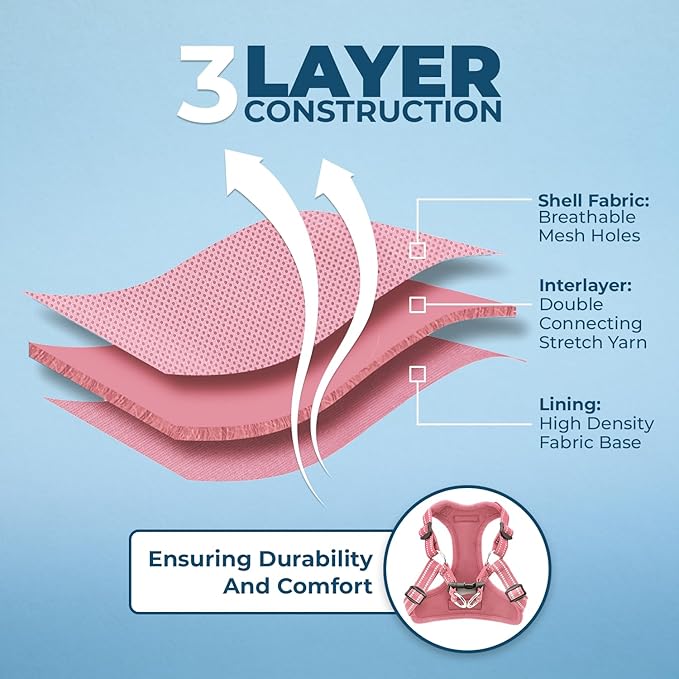 Best Pet Supplies Voyager Adjustable Dog Vest Harness Breathable No Pull Harness for Small, Medium, Large Dogs, Heavy Duty Harness for Walking, Jogging, Easy Step-in, Reflective Stripes - (Pink), XL