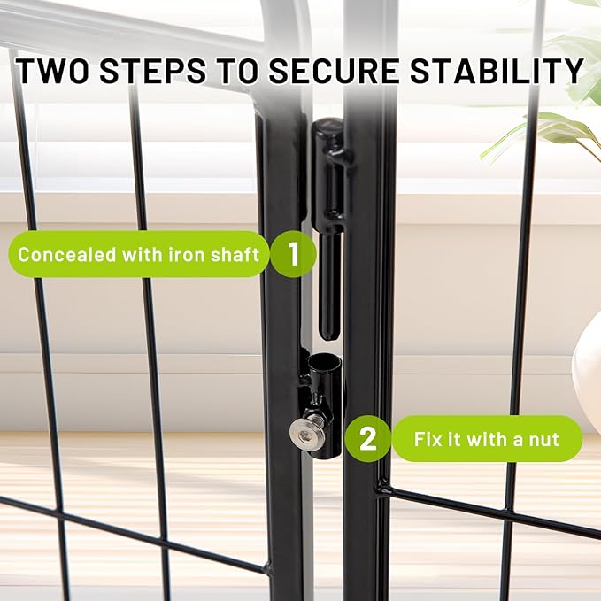 Dog Fence Outdoor for Yard - 16 Panels 24" Dog Pen Portable Ground Anchors for Outdoor RV Camping, Playpens Safety Design Without Stakes for Indoor Use, Threshold Free Door Ease to Access