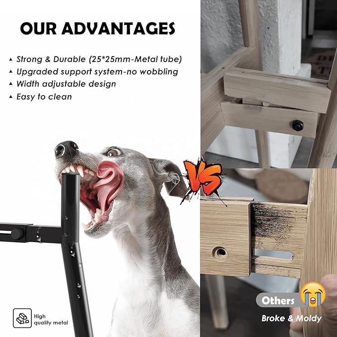 Adjustable Dog Bowl Stand for Medium & Large Dogs, Raised Food & Water Bowls, 7-10.7" Wide, 11" Tall