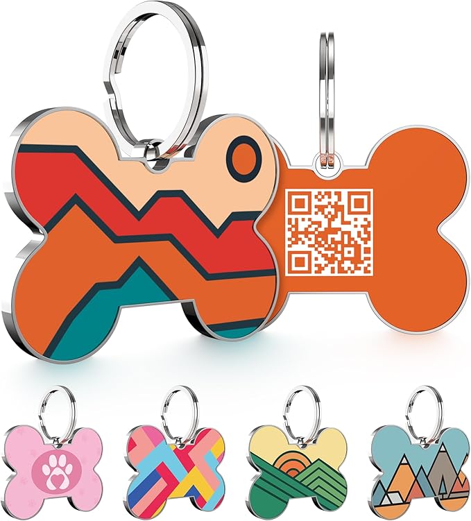 QR Code Dog Tag,Dog Tags Personalized for Pets, Custom Dog Name ID Tags Personalized Dog and Cat Tags -Free Online&Scan QR Receive Instant Location Alert Email