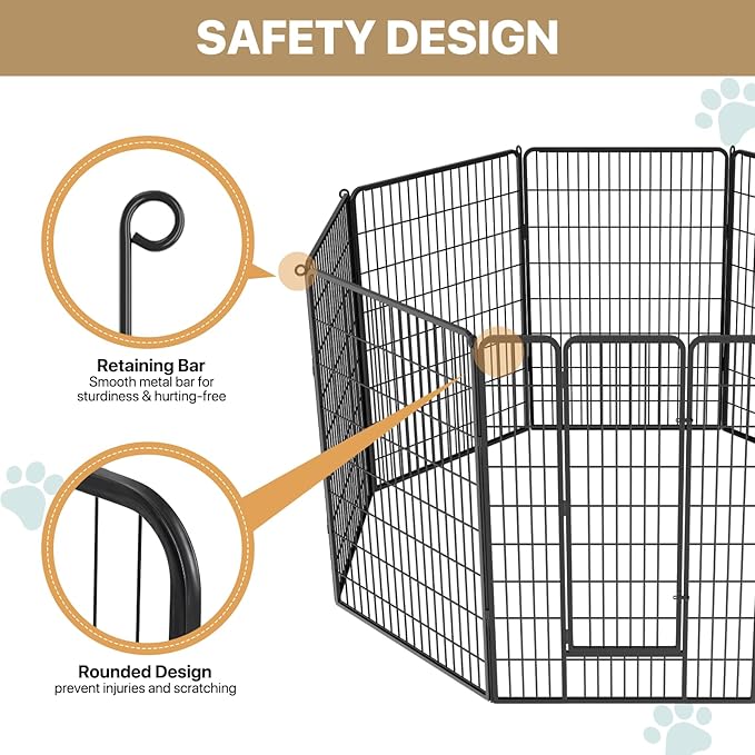 MoNiBloom Dog Playpen Outdoor, 47" Height 8 Panels Heavy Duty Metal Dogs Pen for Large/Medium/Small Animals Pet Exercise Pen for RV Camping Yard