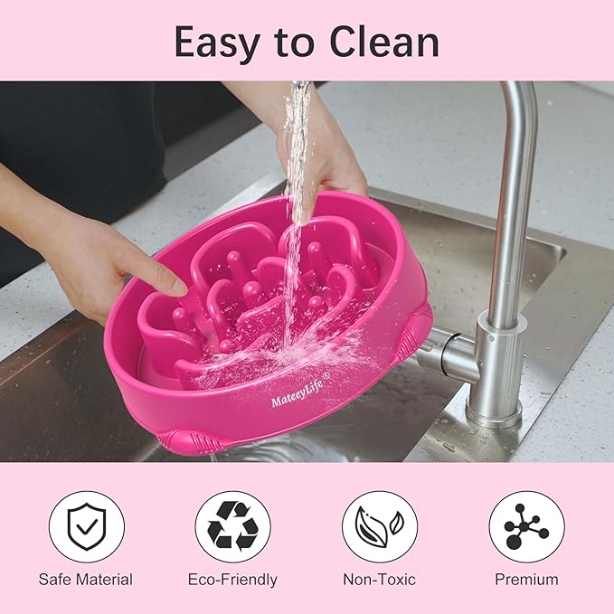 MateeyLife Large Slow Feeder Dog Bowls, Anti-Choking Puzzle Dog Food Bowls, Anti-Slip Interactive Feeding Slow Down Eating, Bloat Stop Maze Dishes for Large Breeds 4 Cups Purple