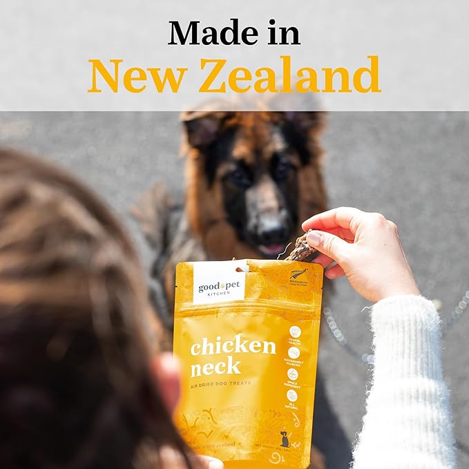 Pet Treats, Air-Dried, Natural, Single Ingredient Dog Treat, Free Range, Grain Free Dog Treats, Toppers, Snacks, Chicken Neck 2.8 oz