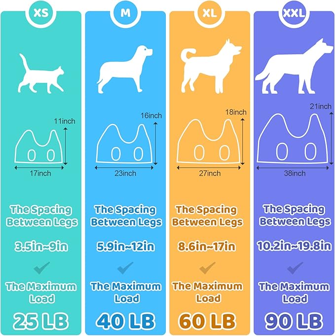 Pet Grooming Hammock, Dog Restraint Harness with Nail Clippers/Trimmer/Nail File/Comb, Cute Printed Dogs Sling Hanger for Nail Trimming Grooming (XXL)