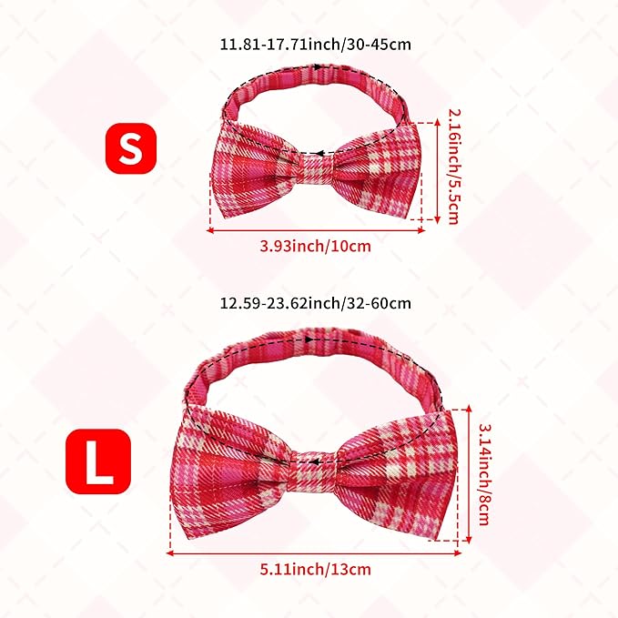 Plaid Dog Bow Ties Bulk 30 Pcs Adjustable Dogs Bow Ties for Small Cats Assorted Plaid Dog Bowties Grooming Party S
