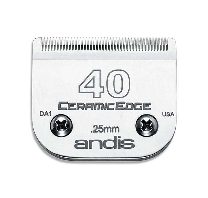 Andis – 64265, Ceramic Edge Detachable Pet Clipper Blade – Comprised of Carbon-Infused Steel, Exclusive Hardening Process - for AGC, BG, DBLC, FHC & BDC Series - 1/100" (0.25mm) Cut Length, Chrome