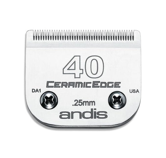 Andis – 64265, Ceramic Edge Detachable Pet Clipper Blade – Comprised of Carbon-Infused Steel, Exclusive Hardening Process - for AGC, BG, DBLC, FHC & BDC Series - 1/100" (0.25mm) Cut Length, Chrome