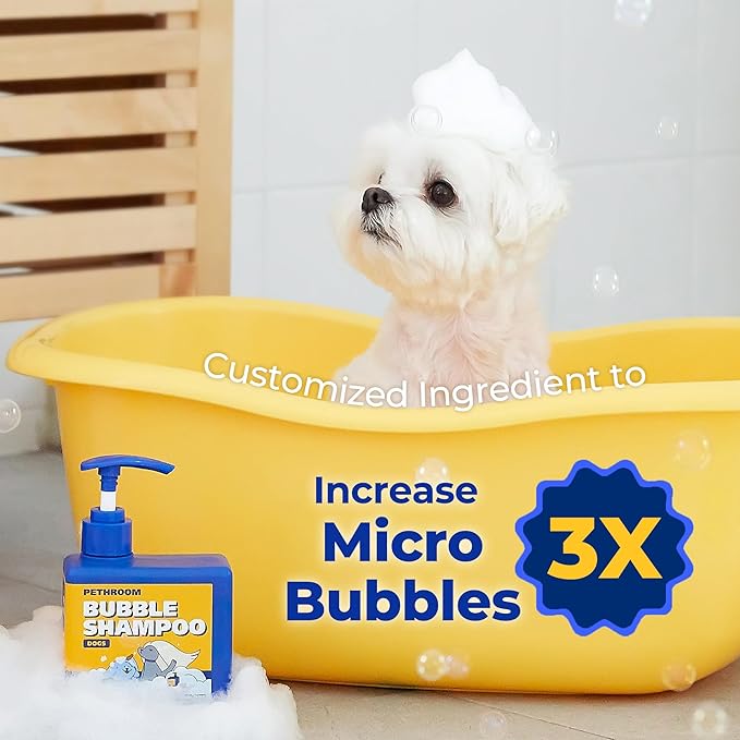 [PETHROOM] Bubble Shampoo for Dogs - Gentle, Deep-Cleaning Formula with Organic Ingredients, Hypoallergenic and Tear-Free, 10.1oz