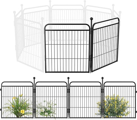 Gardner Pet Dog Playpens, 24" H 2 Add-on Panels for Small/Medium Dogs, Foldable Pet Play Yard Gate Extensions, Pet Playpen, Anti-Rust, Quick Install, Black