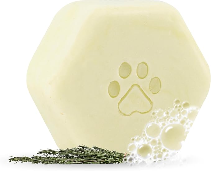 Natural Dog Shampoo Bar with Bergamot, Rosemary, and Tea Tree | Eco-Friendly, Long-Lasting Dog Bath | Odor Control, Sulfate-Free, Nourishing Oils for Shiny Coat | Dog Essentials | Oliva 60
