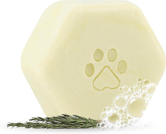 Natural Dog Shampoo Bar with Bergamot, Rosemary, and Tea Tree | Eco-Friendly, Long-Lasting Dog Bath | Odor Control, Sulfate-Free, Nourishing Oils for Shiny Coat | Dog Essentials | Oliva 60