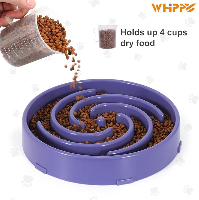 Slow Feeder Large Dog Bowls for Large Medium Dog Non Slip Maze Puzzle Bowl Pet Slower Food Feeding Dishes Interactive Bloat Stop Dog Bowl Preventing Choking Healthy Dog Bowl, Lavender
