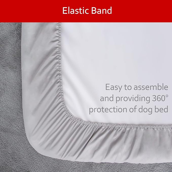 Dog Bed Covers Replacement Washable Pet Hair Easy to Remove, Waterproof Dog Bed Covers Noiseless Quilted, Pet Bed Cover Lovely Grey Star Print, Puppy Bed Cover 44x54 Inches, for Dog/Cat, Cover Only