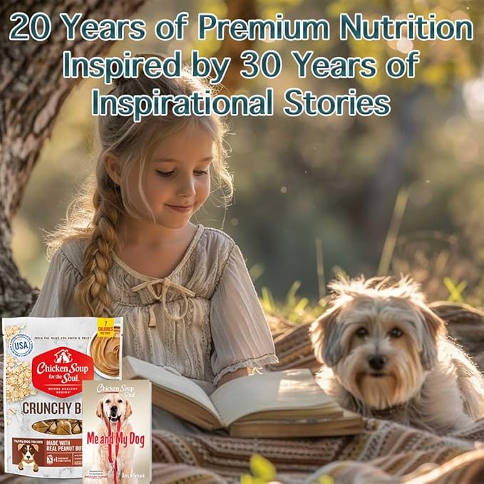 Chicken Soup for the Soul Pet Food - Crunchy Bites Dog Treats- Chicken, Peanut ButterSoy Free, Corn Free, Wheat Free | Dry Dog Food Made with Real Ingredients No Artificial Flavors or Preservatives