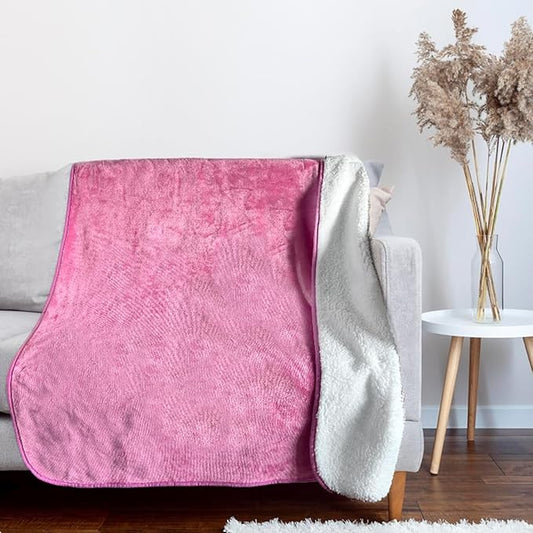 Bucephalus Waterproof Dog Blanket, Thick Reversible Soft Pet Blankets for Couch Bed Protection, Pee Proof Sherpa Fleece Blanket for Small Medium Large Dogs Puppy Cats Washable (Pink,50"×60")