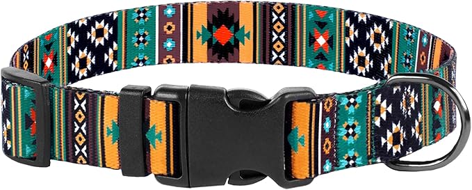 Southwest Dog Collar Tribal Pattern Adjustable Puppy Pet Collars for Small Medium Large Dogs Aztec Print (Tribal, Neck Fit 12"-16")