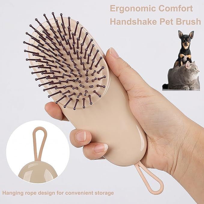 Cat Dog Grooming Brush, Air Cushion Massage Comb Hair Removal Comb for Short and Long Haired Pets Massage Tool Reduces Shedding Brush, Wine red