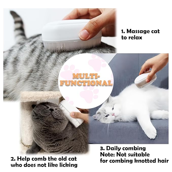 Cat Tongue Brush Soft Cat Grooming Gentle Hair Brush for Shedding Massage Includes Detangling Cleaning Claw