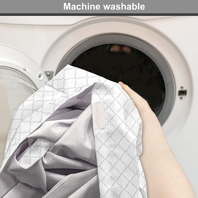 Lunarable Grey Dog Crate Cover, Moroccan Traditional Trellis Pattern Simple Geometric Monochrome Tile, Easy to Use Pet Kennel Cover for Medium Large Dogs, 42 Inch, White Grey