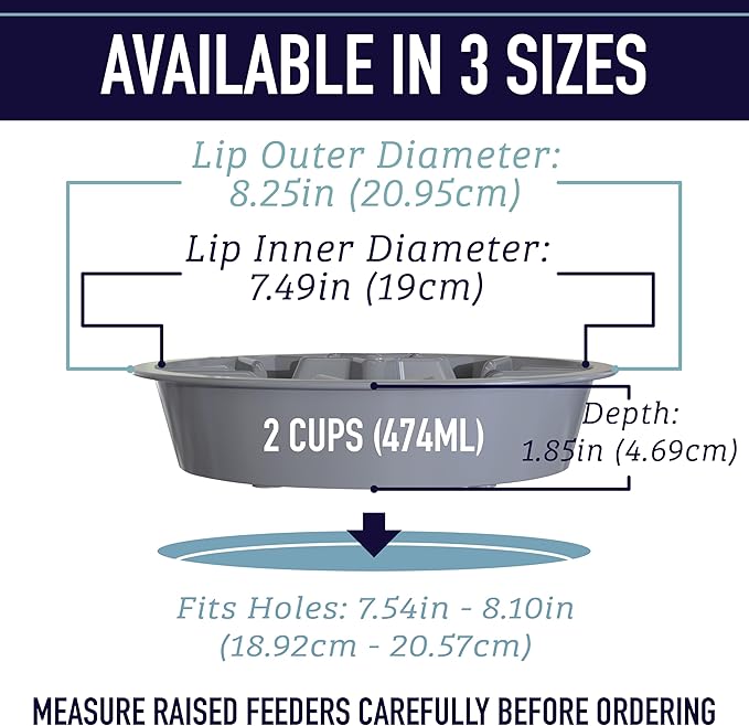 Leash Boss Slow Feeder Dog Bowls - Cup Maze Puzzle Food Bowl with Feeder Holes, Fits into Elevated Pet Feeders - Slow Eating for Large, Medium & Small Sized Breeds (2 Cup - 7.5-8 Inch Feeder Holes)
