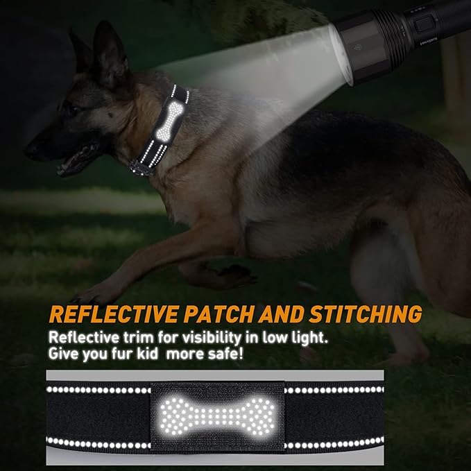 Tactical Dog Collar - AUBELL Adjustable Military Training Nylon Reflective Dog Collar with Handle and Heavy Duty Metal Buckle for Medium Large Dogs, with Airtag Holder and 2 Patches(Black, M)