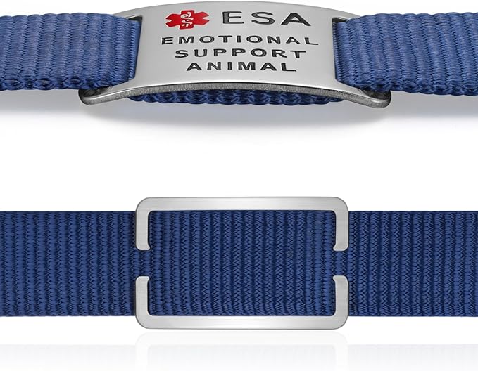 No Noise Stainless Steel K9 ESA Dog Tags, Slide on Dog Collar or Harness Quickly and Securely – Stainless Steel/Extra Large